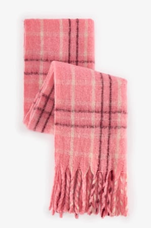 Pembe Clara Çizgili Atkı