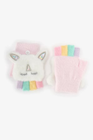 Kız Çocuk Ekru Unicorn Eldiven