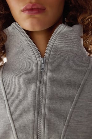 gri yarım fermuarlı şardonlu sweatshirt