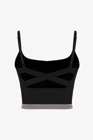 Siyah Çizgili Dikişsiz Seamless Spor Sütyeni