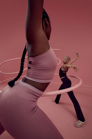 Pembe Çizgili Dikişsiz Seamless Spor Sütyeni