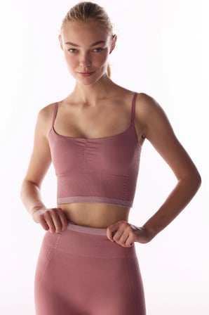 Pembe Çizgili Dikişsiz Seamless Spor Sütyeni