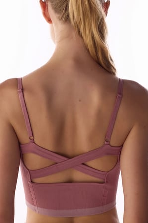 Pembe Çizgili Dikişsiz Seamless Spor Sütyeni