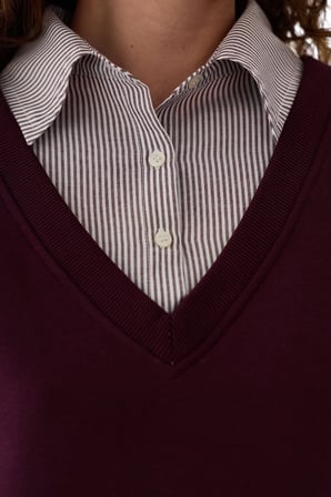 bordo gömlek katmanlı polo yaka sweatshirt