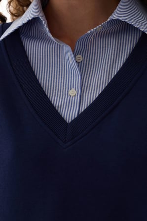 Lacivert Gömlek Katmanlı Polo Yaka Sweatshirt