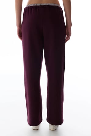 Bordo Katmanlı Geniş Paça Pantolon