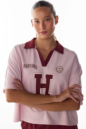 Pembe Harvard Baskılı Polo Yaka Forma