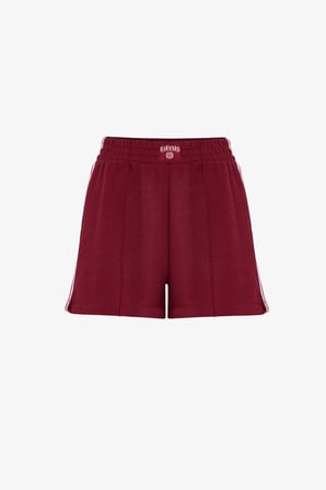 Bordo Harvard Şerit Detaylı Retro Şort