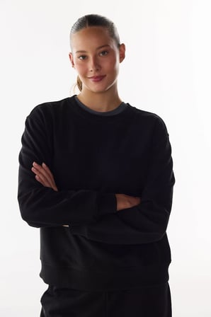 siyah oversize bisiklet yaka sweatshirt