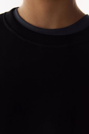 siyah oversize bisiklet yaka sweatshirt