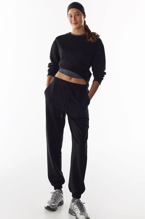 siyah oversize bisiklet yaka sweatshirt