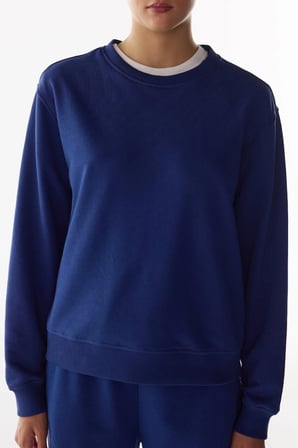 Lacivert Oversize Bisiklet Yaka Sweatshirt