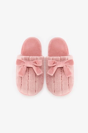 Pembe Tüylü Fiyonklu Terlik
