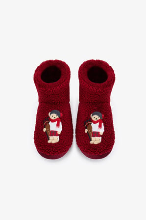 Bordo Cool Bear Bot Kedi Desenli Patik