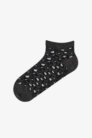 Siyah Gri Leopar Everyday 5 Çift Patik Çorap
