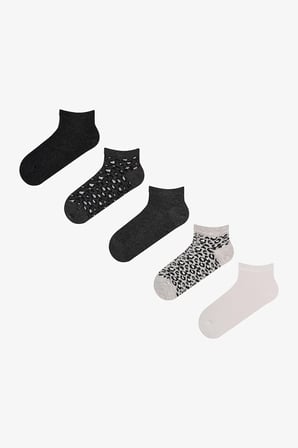 Siyah Gri Leopar Everyday 5 Çift Patik Çorap