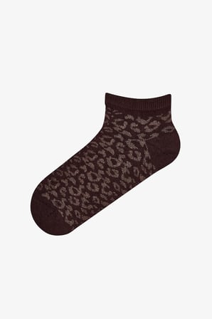 Bordo Kahverengi Leopar Everyday 5 Çift Patik Çorap