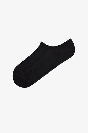 Siyah Beyaz Diamond Jakarlı Pamuklu 3 Çift Sneaker Çorap