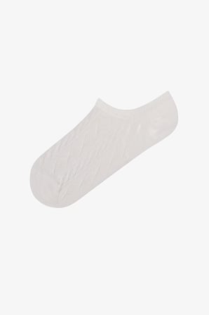 Siyah Beyaz Diamond Jakarlı Pamuklu 3 Çift Sneaker Çorap