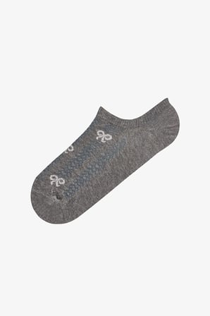 Kahve Ribbon Jakarlı Fiyonk Desenli Pamuklu 3 Çift Sneaker Çorap