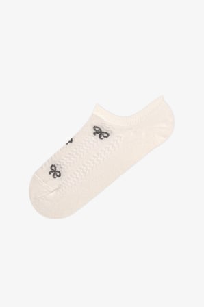 Kahve Ribbon Jakarlı Fiyonk Desenli Pamuklu 3 Çift Sneaker Çorap