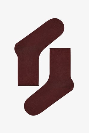Bordo Bej Relax Leopar Pamuklu 3 Çift Soket Çorap