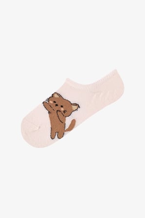 Kahve Pembe Lovely Bear Pamuklu 3 Çift Sneaker Çorap