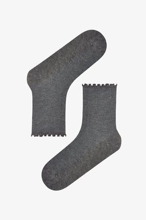 Bordo Duman Classy Fırfırlı 2 Çift Soket Çorap