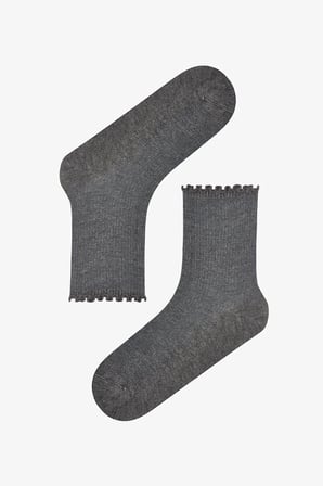 Bordo Duman Classy Fırfırlı 2 Çift Soket Çorap