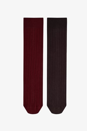 Kahve Bordo Cool Fitilli Jakarlı 2 Çift Soket Çorap
