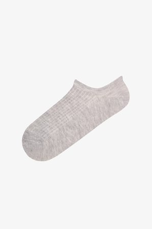Gri Bej Klasik Fitilli Pamuklu Jakarlı 5 Çift Sneaker Çorap