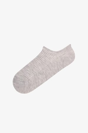 Gri Bej Klasik Fitilli Pamuklu Jakarlı 5 Çift Sneaker Çorap
