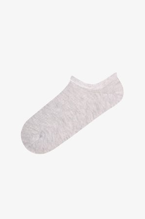 Gri Bej Klasik Fitilli Pamuklu Jakarlı 5 Çift Sneaker Çorap