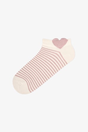 Bej Soft Heart Pamuklu 3 Çift Patik Çorap