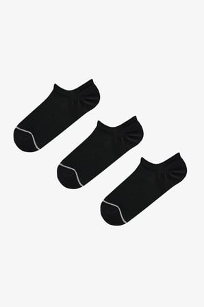 Siyah Basic Mesh Pamuklu Simli 3 Çift Sneaker Çorap