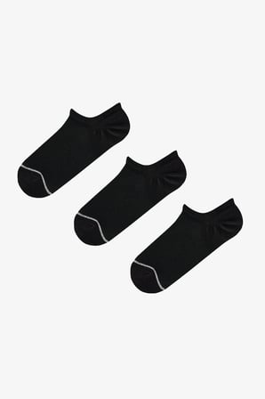 Siyah Basic Mesh Pamuklu Simli 3 Çift Sneaker Çorap