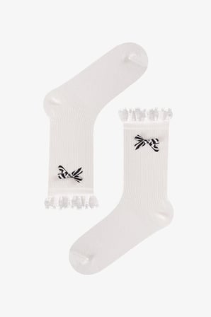 Marsmelov Zebra Bowtie Pamuklu Soket Çorap