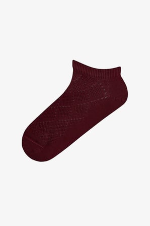 Bordo Siyah Diamond Jakarlı Pamuklu 3 Çift Patik Çorap