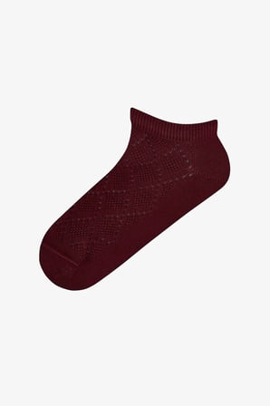 Bordo Siyah Diamond Jakarlı Pamuklu 3 Çift Patik Çorap