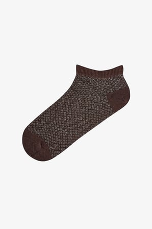 Kahve Siyah Parlak Pattern Pamuklu Simli 3 Çift Patik Çorap