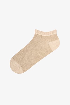 Kahve Siyah Parlak Pattern Pamuklu Simli 3 Çift Patik Çorap
