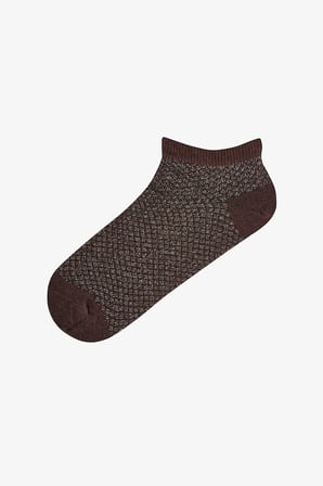 Kahve Siyah Parlak Pattern Pamuklu Simli 3 Çift Patik Çorap