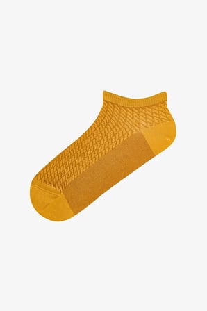Mustard Puantiye Desenli Pamuklu Jakarlı 5 Çift Patik Çorap