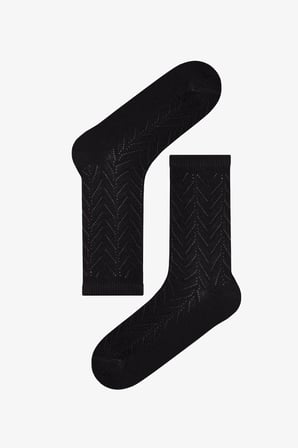 Beyaz Siyah Gri Braided Colosio Ajur Desenli Pamuklu 3 Çift Soket Çorap