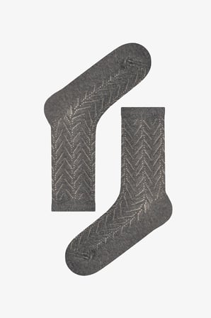 Beyaz Siyah Gri Braided Colosio Ajur Desenli Pamuklu 3 Çift Soket Çorap