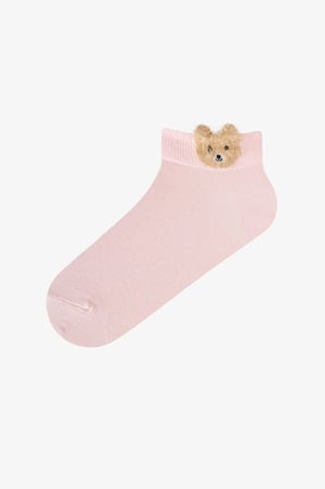 Beyaz Gri Pembe Cute Teddy Bear Pamuklu 3 Çift Patik Çorap
