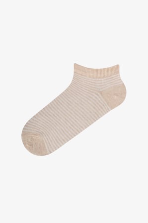 Beyaz Kahve Soft Blossom Çiçekli Pamuklu 5 Çift Patik Çorap