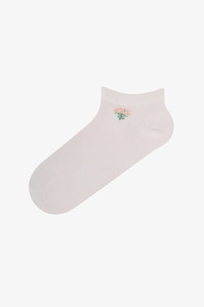 Beyaz Kahve Soft Blossom Çiçekli Pamuklu 5 Çift Patik Çorap