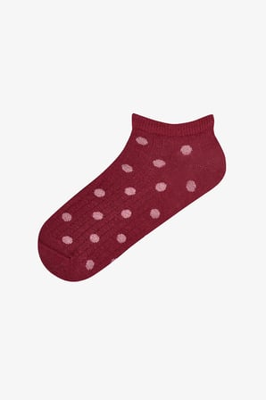 Siyah Bordo Berry Puantiye Desenli 5 Çift Patik Çorap