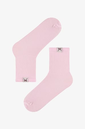 Pembe Bordo Back Collage Çizgili Pamuklu 2 Çift Soket Çorap